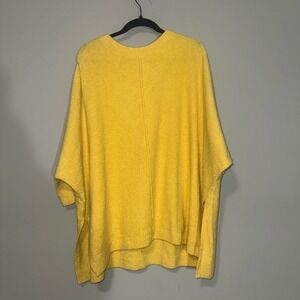 Lou & Grey Yellow Oversized Knit Poncho Sweater Batwing Sleeves Top XS S
